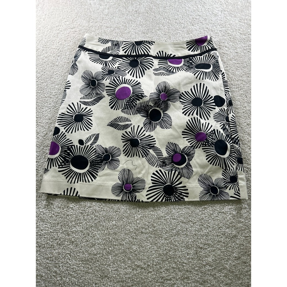 Geoffrey Beene Sport Women's Black Purple Floral Stretch Skirt‎ 8